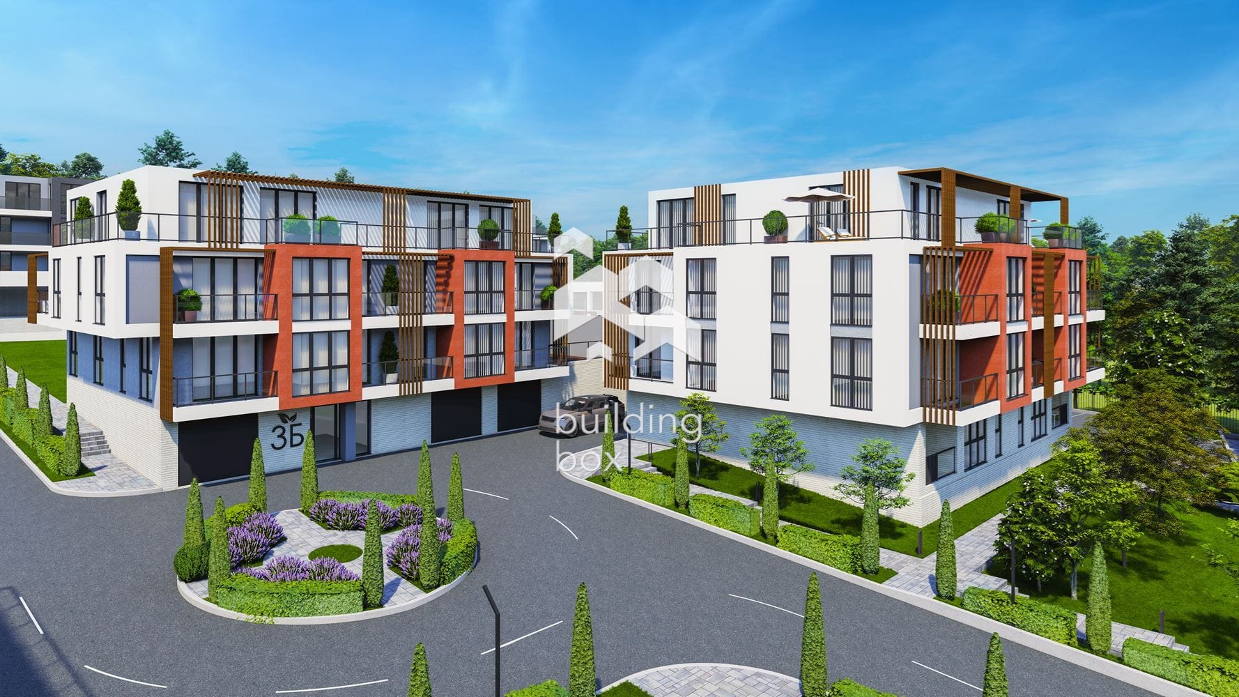 Тристаен апартамент с лаундж тераса в затворен комплекс в парк с морска панорама - 0