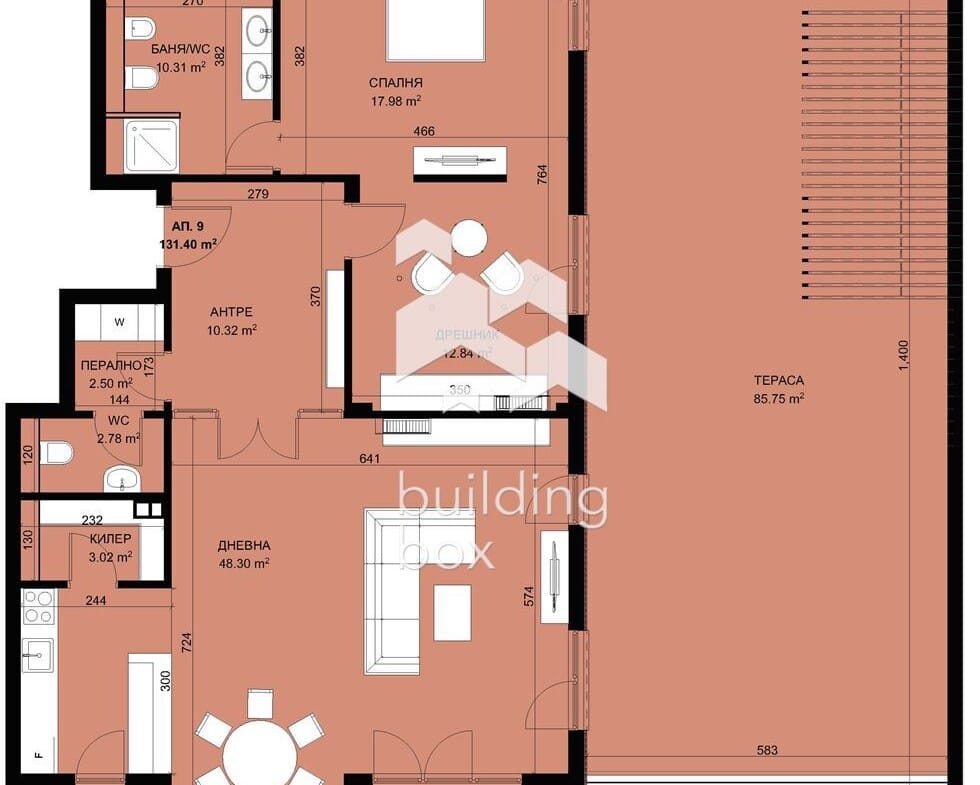 Тристаен апартамент с лаундж тераса в затворен комплекс в парк с морска панорама - 0
