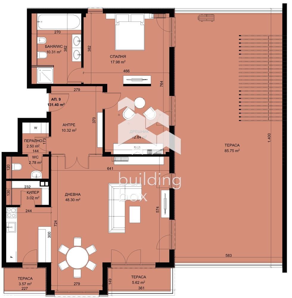 Тристаен апартамент с лаундж тераса в затворен комплекс в парк с морска панорама - 0