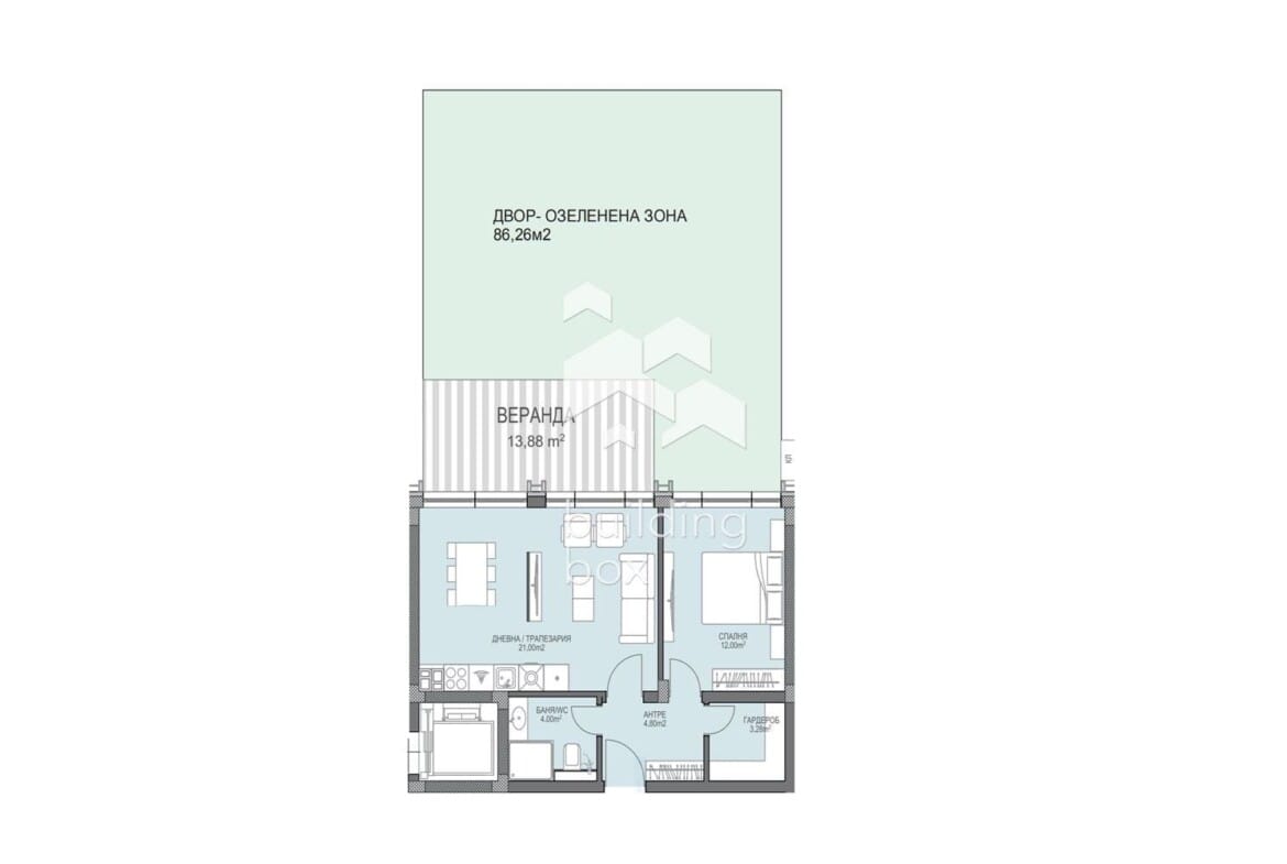 С АКТ 16! Двустаен апартамент с двор - кв. Христо Смирненски - 0