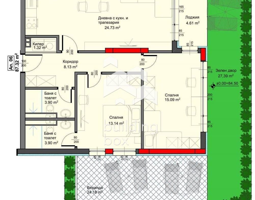 Тристаен апартамент с веранда и двор в новострояща се сграда - 0