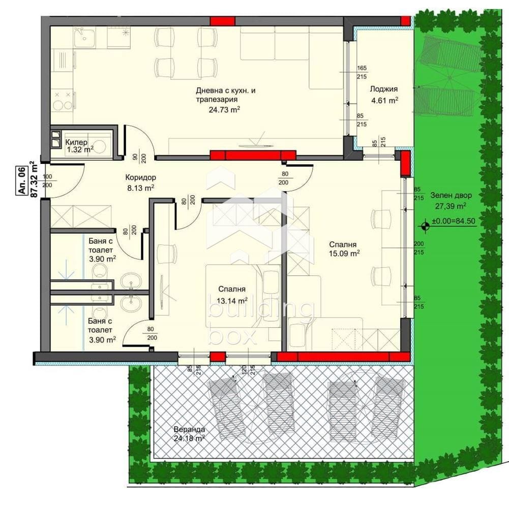 Тристаен апартамент с веранда и двор в новострояща се сграда - 0