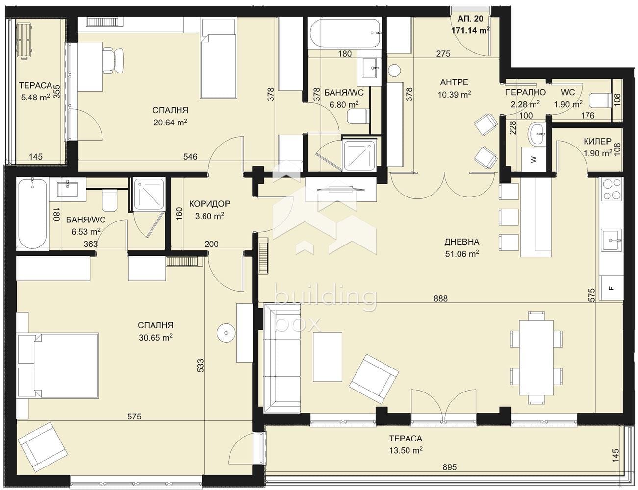 Тристаен апартамент в затворен комплекс в парк с морска панорама - 0