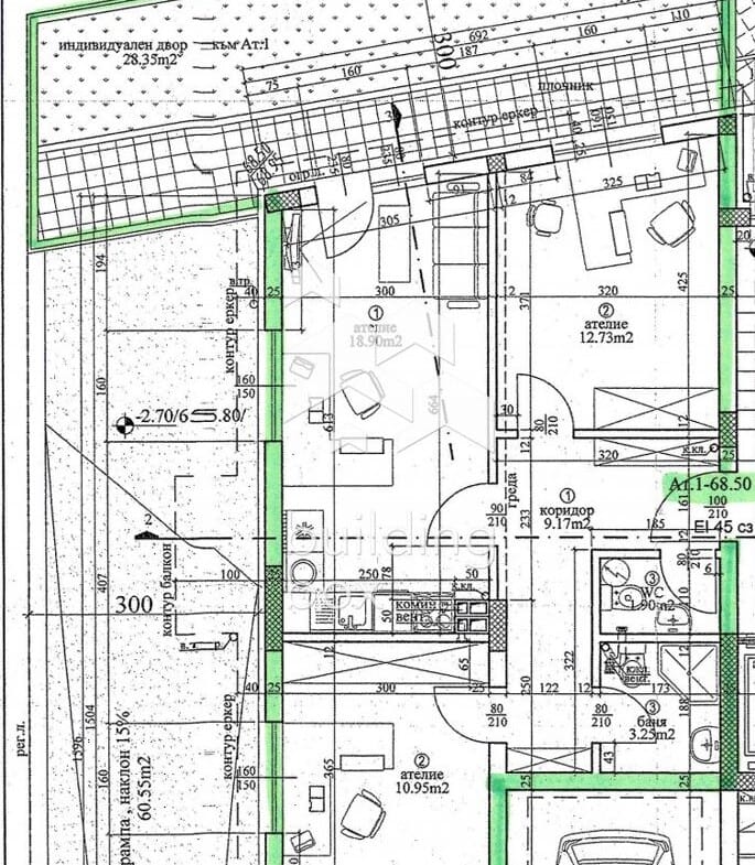 Тристаен апартамент с индивидуален двор в новострояща се сграда - кв. Левски - 0