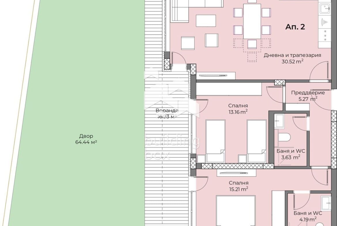 С АКТ 16! Тристаен апартамент с голям озеленен двор. - 0