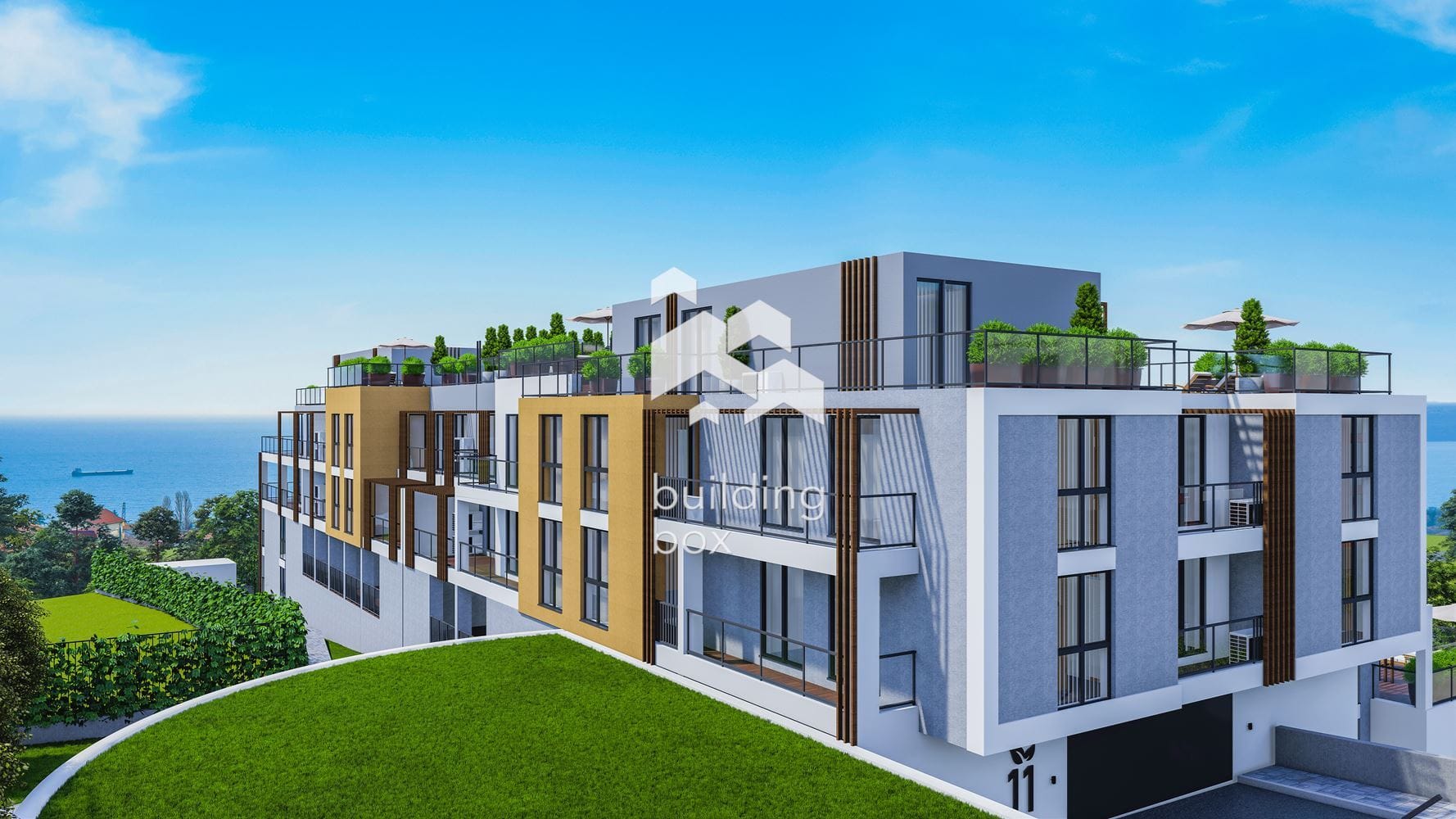 Четиристаен апартамент в затворен комплекс в парк с морска панорама