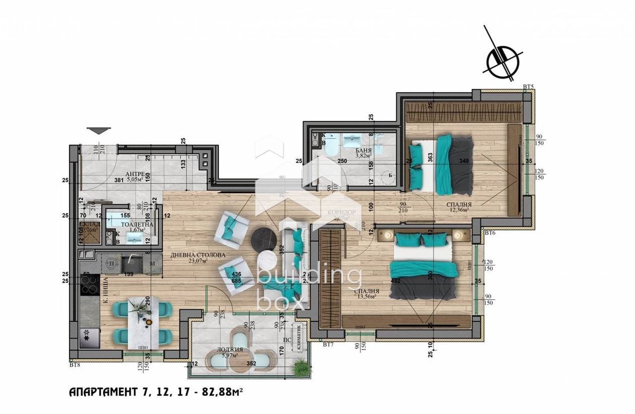 Тристаен апартамент в кв. Витоша