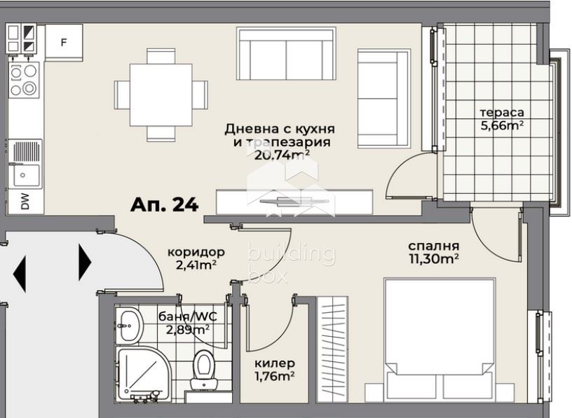 Двустаен апартамент – ж.к. “Христо Ботев”