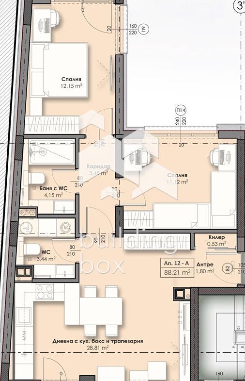 Тристаен апартамент на среден етаж в новострояща се сграда - 0
