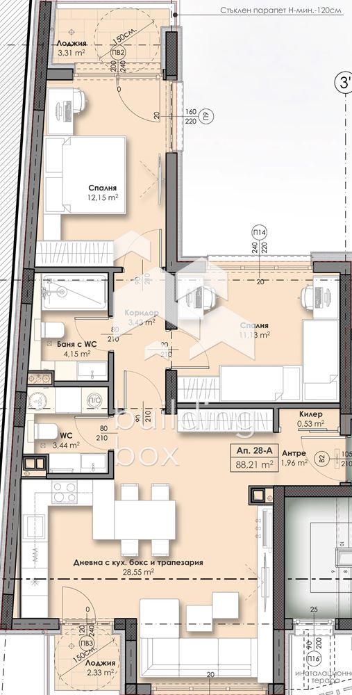 Тристаен апартамент в новострояща се сграда - 0