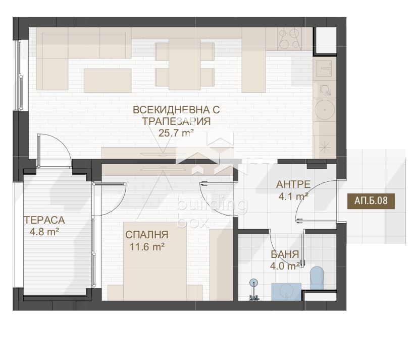 Двустаен апартамент до "Пеещите фонтани" - 0