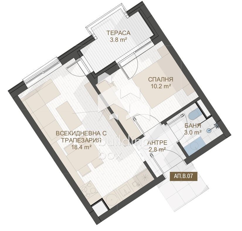 Двустаен апартамент до "Пеещите фонтани" - 0