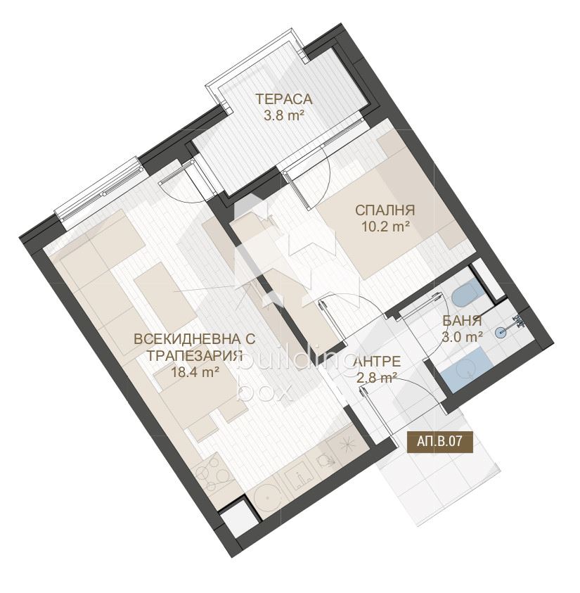 Двустаен апартамент до "Пеещите фонтани" - 0