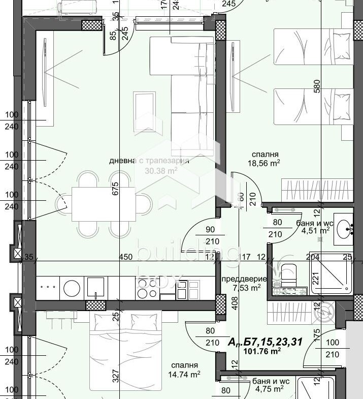 Апартамент с две спални пред АКТ 14 - кв. Тракия - 0