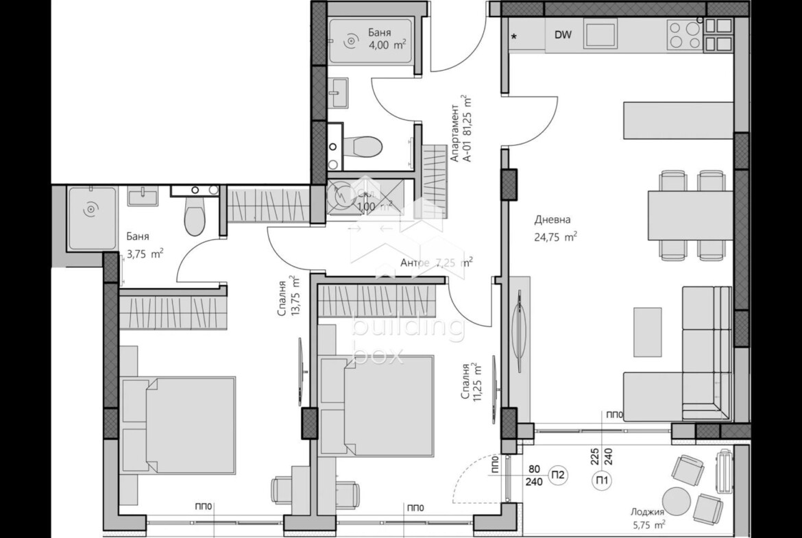 Голям тристаен апартамент - кв. Христо Смирненски - 0
