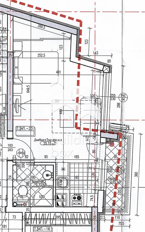 Еднопространствено помещение със кухн. бокс , дневна и кът за спане. - 0