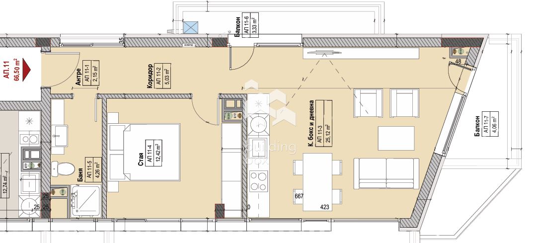 Продава двустаен апартамент - 0