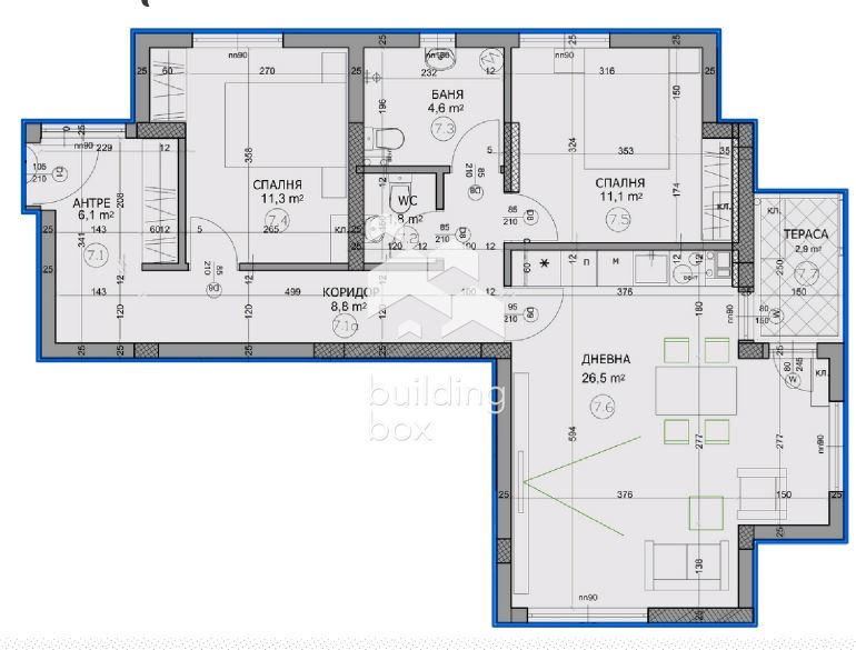 Тристаен апартамент - кв. Христо Смирненски - 0