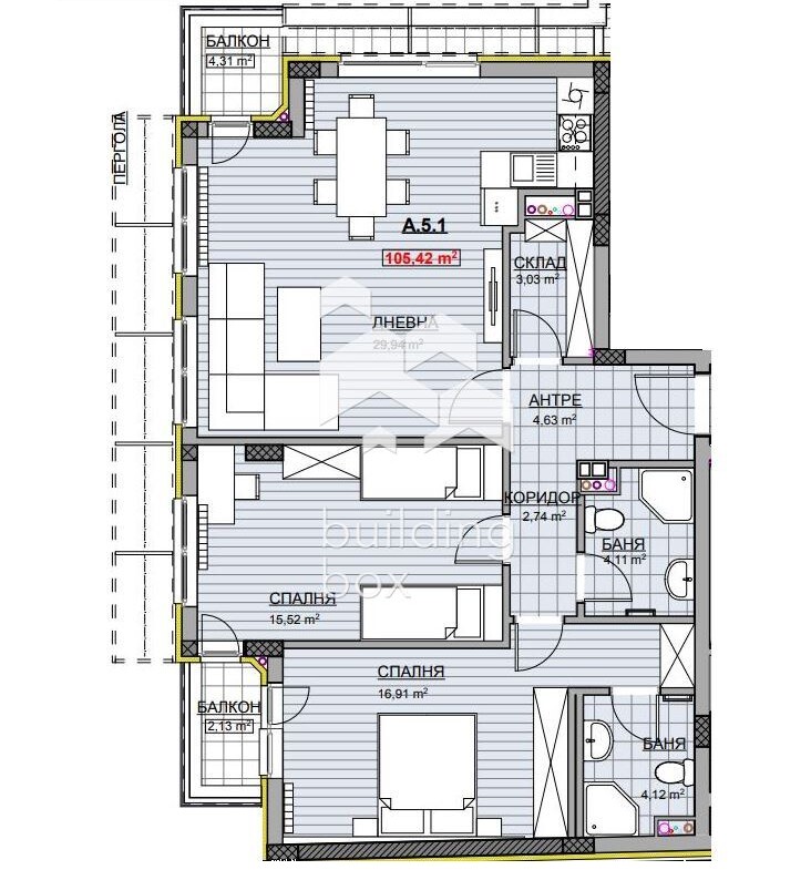 Тристаен апартамент в кв. Красно село - 0