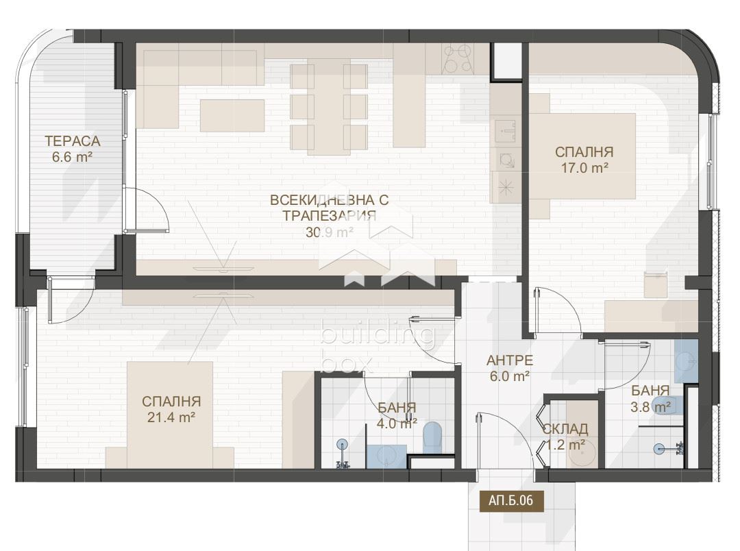 Тристаен апартамент до "Пеещите фонтани" - 0