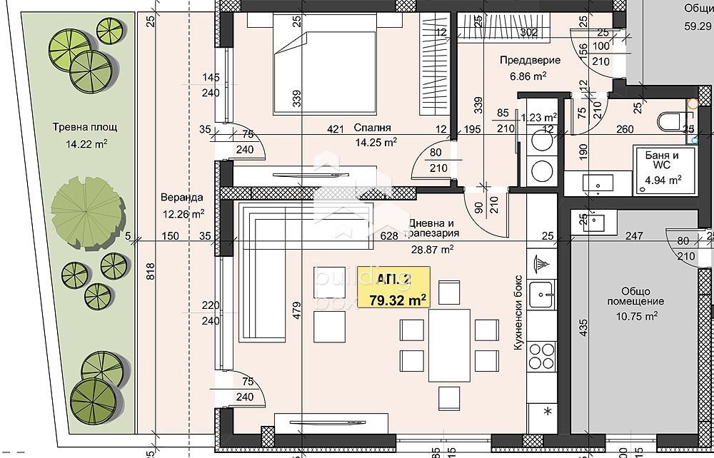 Двустаен обзаведен апартамент - кв. "Христо Смирненски" - 0