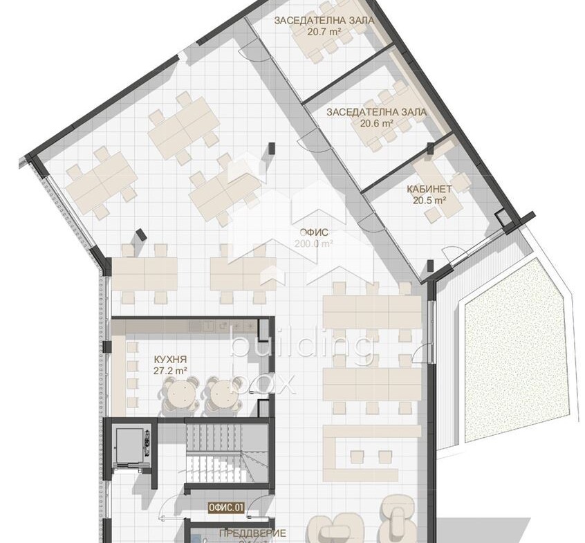 Престижен офис - 420 кв.м до "Пеещите фонтани" - 0
