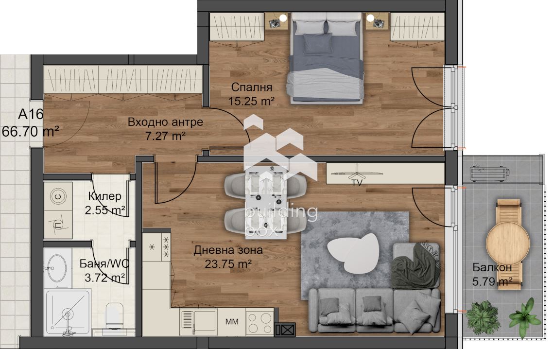 Двустаен апартамент с АКТ 14 - 0