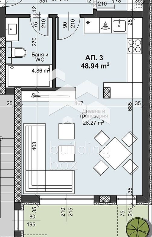 Едностаен обзаведен апартамент - кв. "Христо Смирненски" - 0